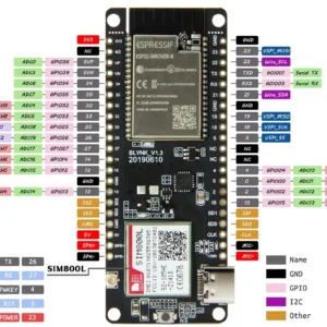 TTGO esp32 + gsm sim800l + connecteur batterie