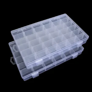 boîtes de rangement 27.5*17.5*4.3cm en plastique transparent à 36 compartiments avec séparateurs