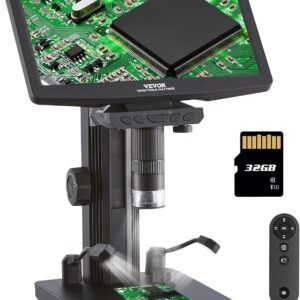 Microscope numérique multifonction W10 10,1" HDMI 1300X avec écran IPS, 8 LED, 2 éclairages latéraux flexibles, vue PC