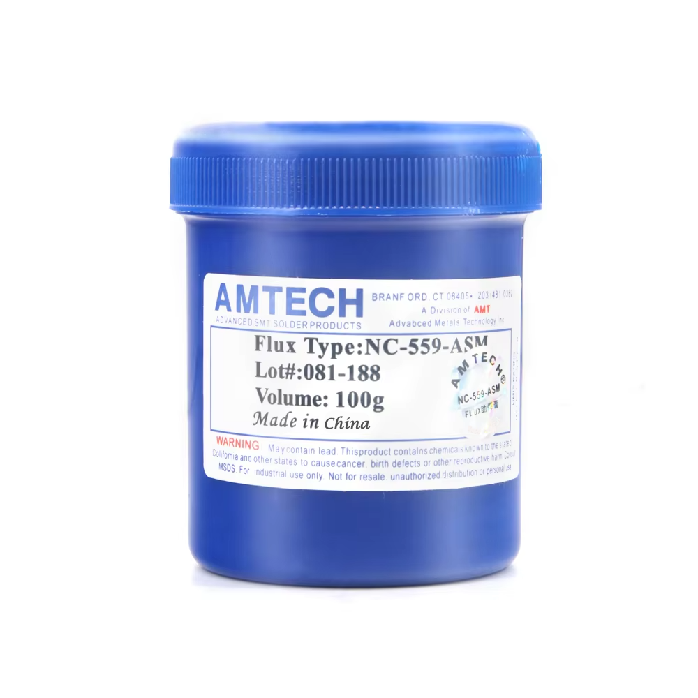 Pâte Flux AMTECH NC-559-ASM 100g : Flux No-Clean Haute Performance pour la Réparation Électronique Pâte Flux AMTECH NC-559-ASM 100g